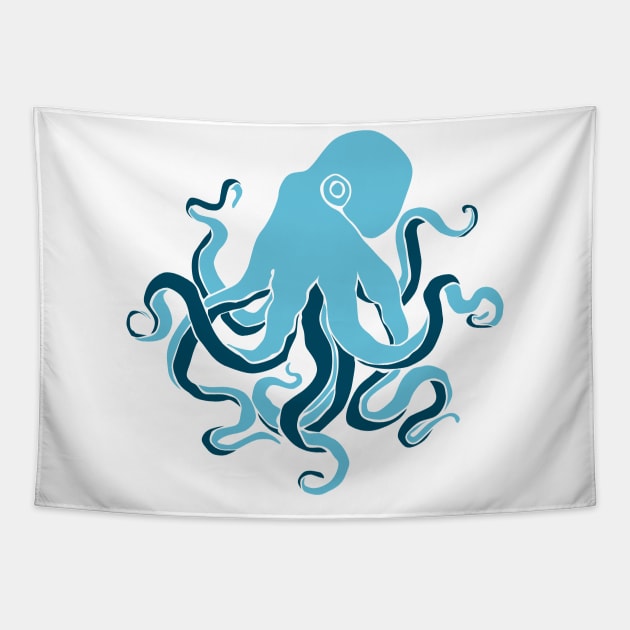 Blue octopus. Tapestry by candelanieto