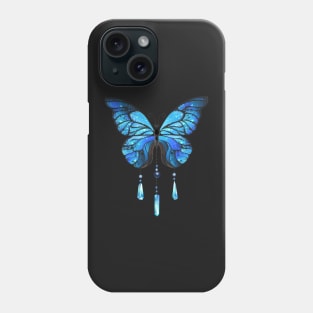 Blue Morpho Butterfly on Black Background Phone Case