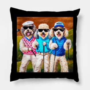 Golfing Dogs Oil Painting Pillow