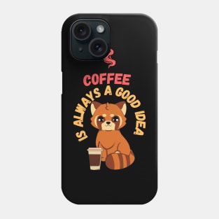 Red Panda Baby Bear Loves Coffee Phone Case