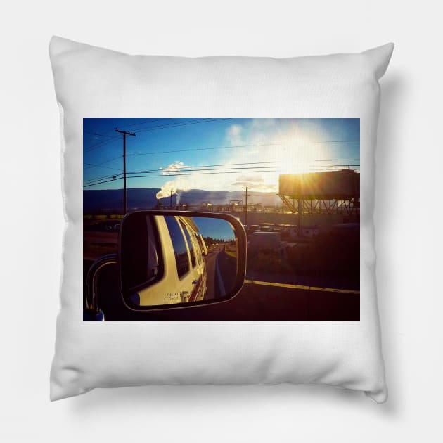 Road trip on highway in Armstrong, British Columbia, Canada Pillow by Nalidsa