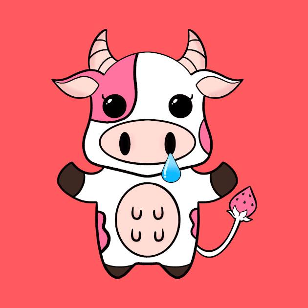 Strawberry cow cartoon design by Cuteful