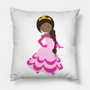 African American Princess, Crown, Gown, Pink Dress Pillow