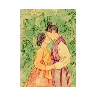 Korean hanbok couple in the garden T-Shirt