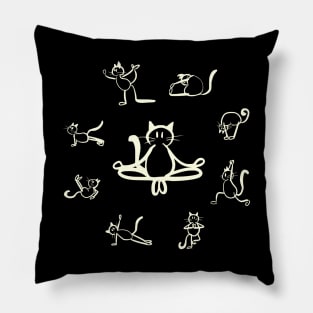 Yoga Cats (Black) Pillow