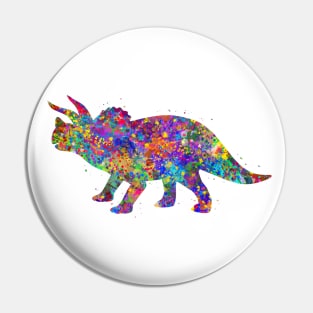 Triceratops dinosaur watercolor art Pin