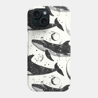 Whales, lines and moon pattern Phone Case