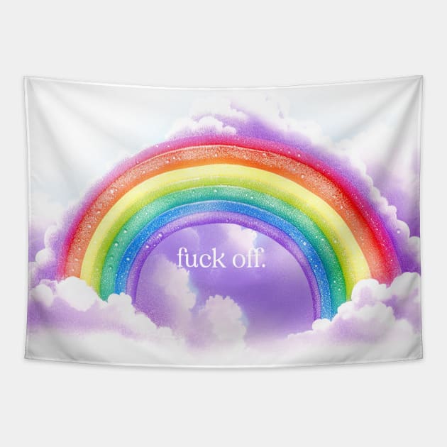 Fuck Off Rainbow Aesthetic Tapestry by DankFutura