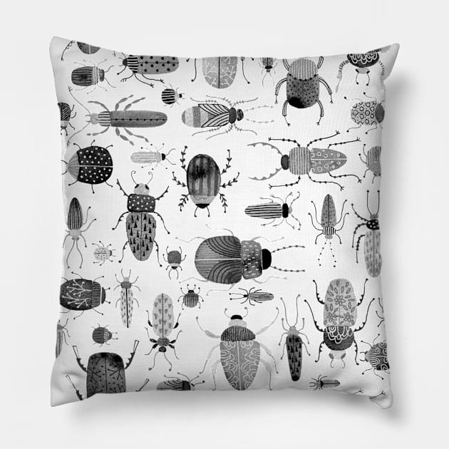 Ink Beetles and Bugs Pillow by NicSquirrell