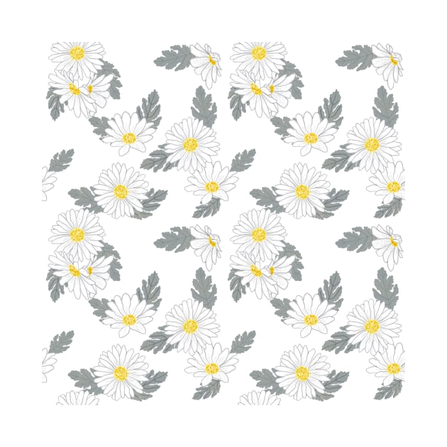 Daisy pattern, pantone color palette by RosanneCreates