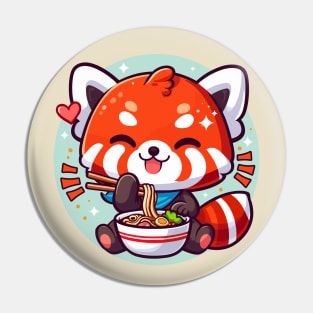 Red Panda Eating Ramen Noodle Kawaii Asian Food Lover Pin