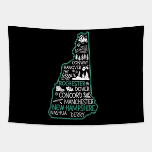 New Hampshire Rochester cute map Conway Hanover Dover Manchester Nashua The Granite State Tapestry