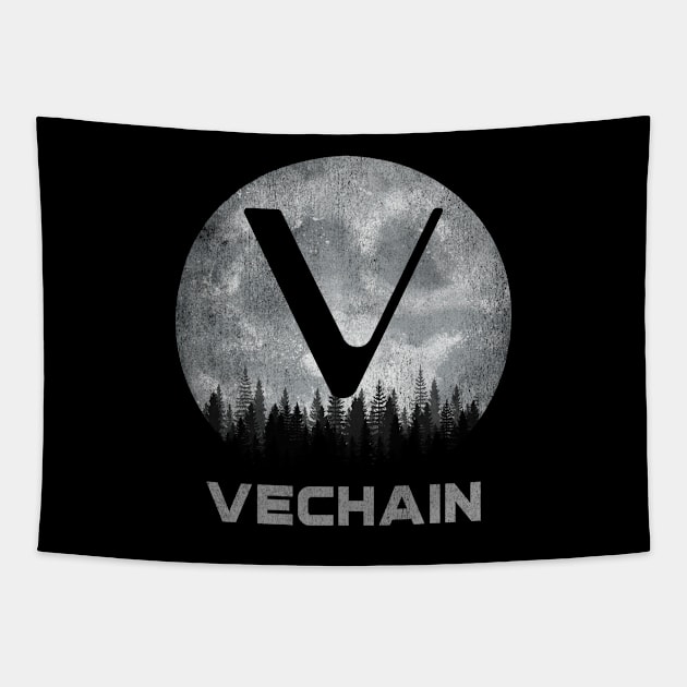 Vintage Vechain VET Coin To The Moon Crypto Token Cryptocurrency Blockchain Wallet Birthday Gift For Men Women Kids Tapestry by Thingking About