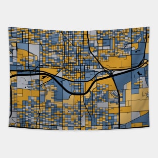 Oklahoma City Map Pattern in Blue & Gold Tapestry