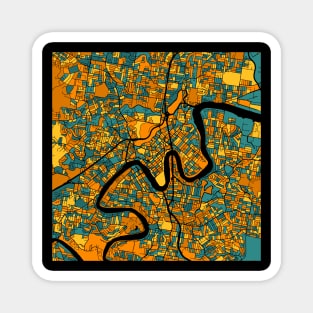 Brisbane Map Pattern in Orange & Teal Magnet