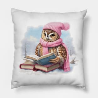Adorable cute owl Read A Book Pillow