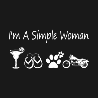 I'm A Simple Woman Flip Flops Dog And Motorcycle T-Shirt