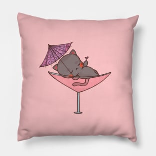 Chilling Drink Cat Pillow