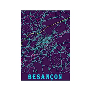 Besançon Neon City Map, Besançon Minimalist City Map Art Print T-Shirt