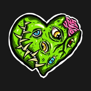 Zombie Heart Tooth Brain Green Valentines Day T-Shirt