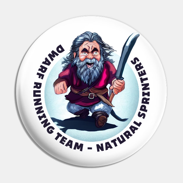 Dwarf Running Team - Natural Sprinters II - White - Fantasy Funny Running Pin by Fenay-Designs