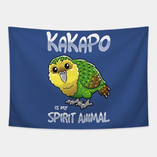 Kakapo Spirit Animal Tapestry by Andriu