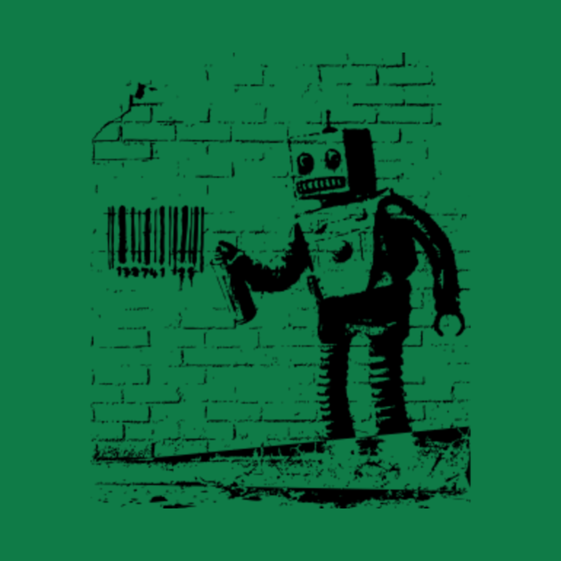 Robot and Barcode banksy Banksy TShirt TeePublic