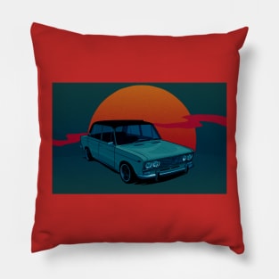 Reviving Retro: Lada Vehicle Print T-Shirt - Embrace Automotive Nostalgia in Style! Pillow