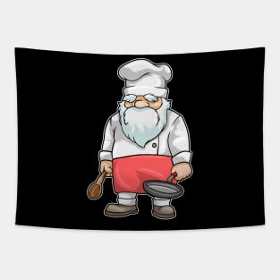 Chef with Chef's hat Pan & Wooden spoon Tapestry