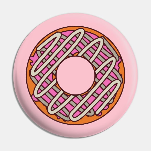 Orange Donut with Pink and White Frosting Pin by InkyArt