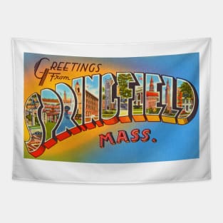 Greetings from Springfield Massachusetts - Vintage Large Letter Postcard Tapestry