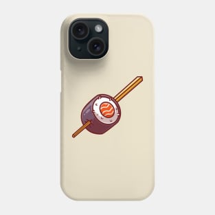 Sushi Salmon Roll With Chopstick Cartoon Phone Case