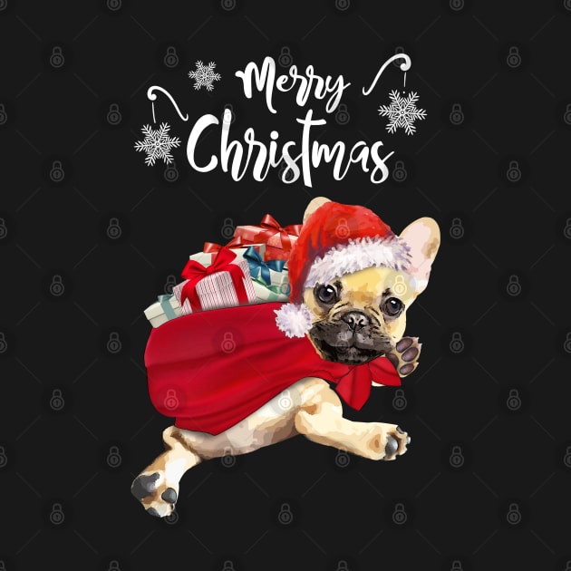 French Bulldog Frenchie merry Christmas by Collagedream