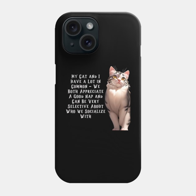 Commonality Cat T-Shirt Phone Case by penehoff