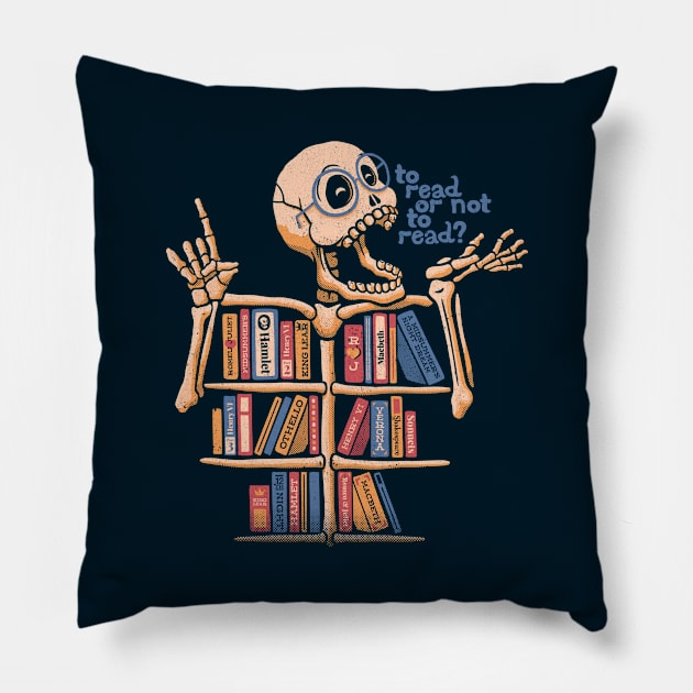 Skeleton Shelf Book Lover by Tobe Fonseca Pillow by Tobe_Fonseca