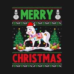 Funny Horse Animal Lover Xmas Lighting Horse Christmas T-Shirt