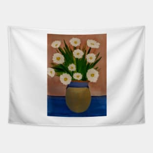 white daisy's in a gold vas Tapestry