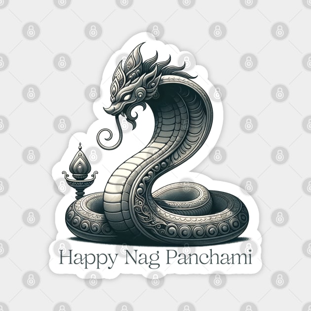 Elegant Naga Panchami Cobra Magnet by HolidayBug