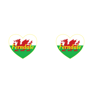 Ferndale Wales UK Wales Flag Heart T-Shirt