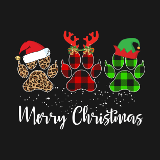 Womens Paw dogs merry christmas - christmas dog lovers T-Shirt