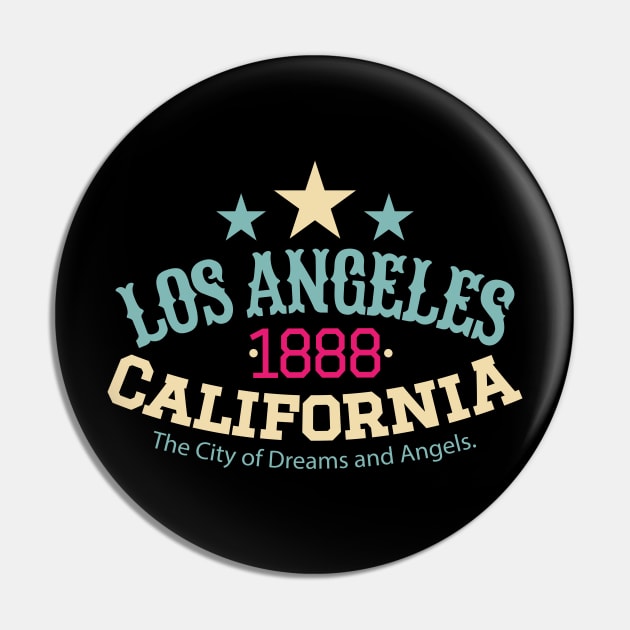 Los Angeles California 1888 - Los Angeles College style Logo Pin by Boogosh