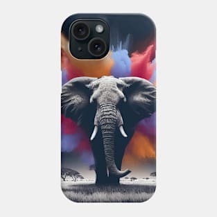 Monochromatic Elephant With Colorful Splash Phone Case