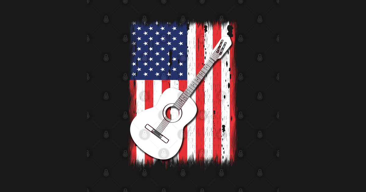 Guitar American Flag 4th of July Patriotic Guitar American Flag T