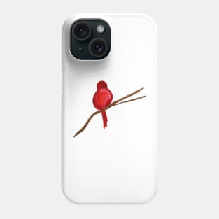 Little Red Bird Watercolor Painting Phone Case