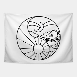 Monochrome YingYang Sun/Moon Tapestry