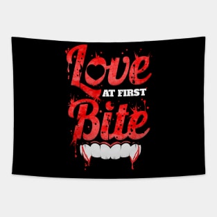 Love At First Bite Vampire Fangs Blood Halloween Tapestry