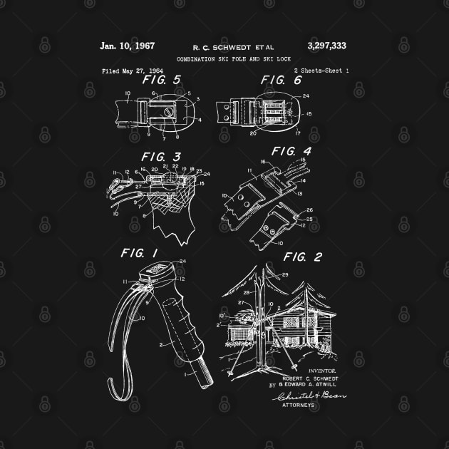 Combination Ski Pole and ski White Patent by Luve