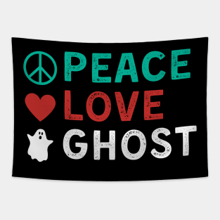 Peace Love Ghost Funny Halloween Tapestry