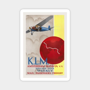 K.L.M. Amsterdam-Batavia Vintage Poster 1930 Magnet