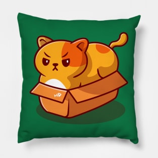 Cute Fat Cat In Box Cartoon Pillow